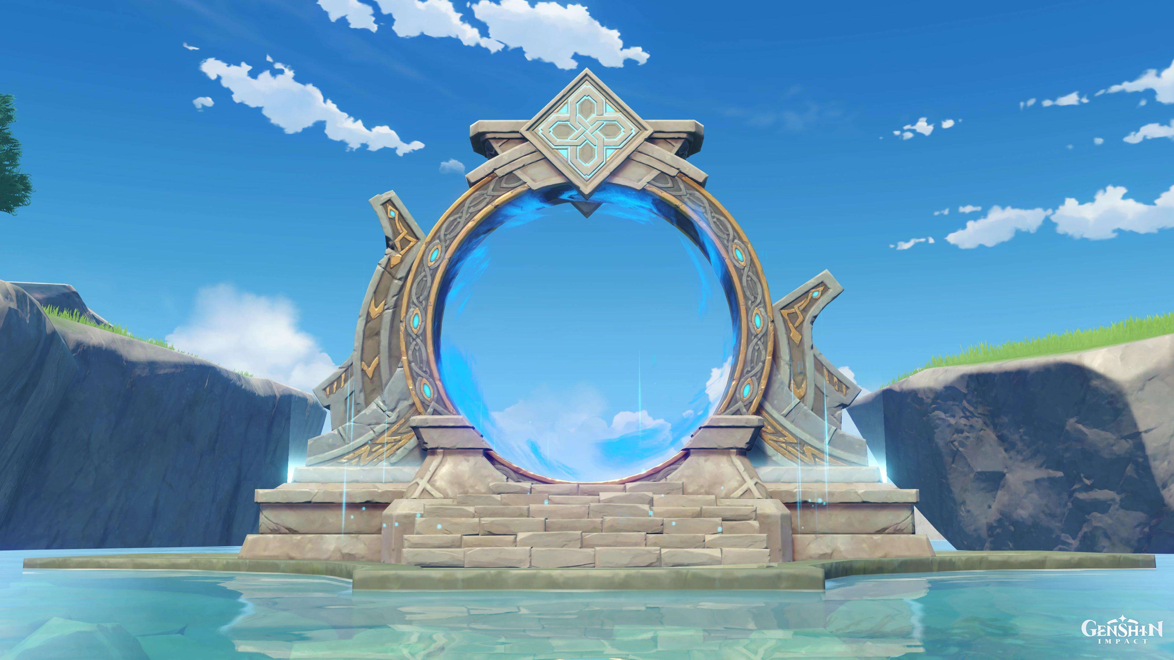 The domain entrance to the Spiral Abyss in Genshin Impact.