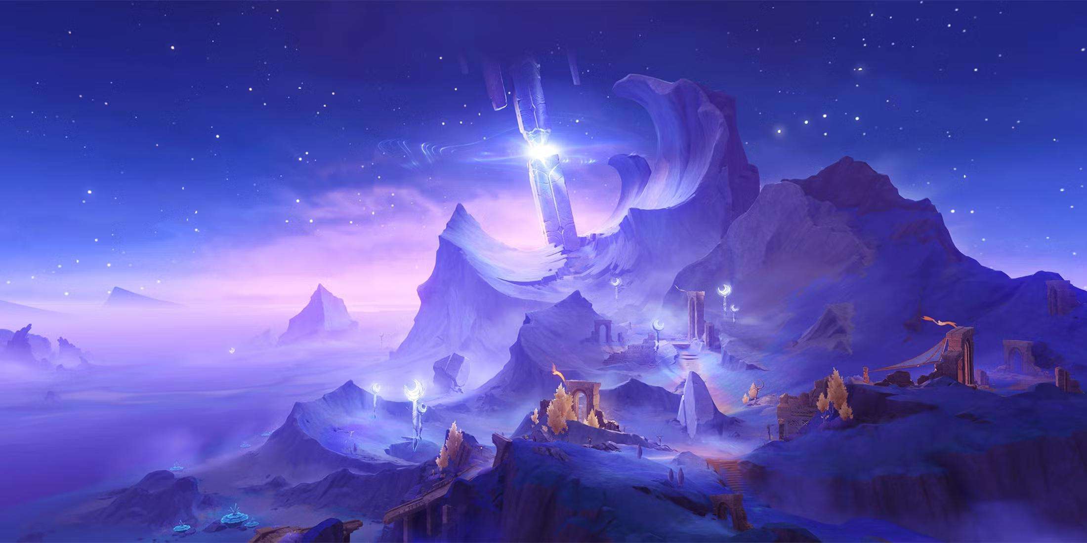 Genshin Impact Song of the Welkin Moon update official landscape art.
