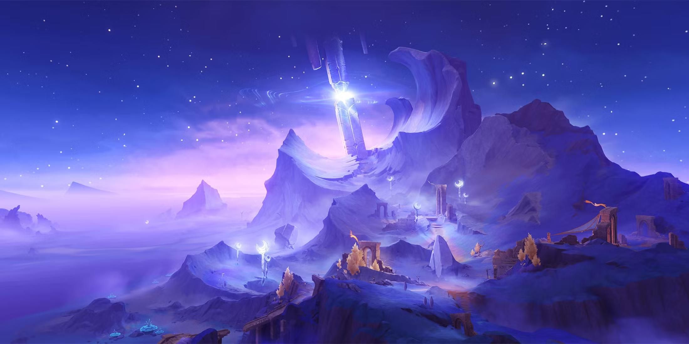 Genshin Impact Song of the Welkin Moon update official landscape art.